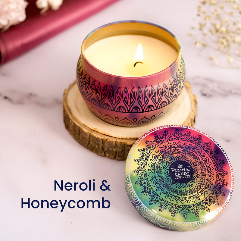 Cherry Blossom,Vintage Sandalwood,Neroli & Honeycomb,Lavender & Chamomile Candle 100 GM (Pack of 4) Bryan & Candy