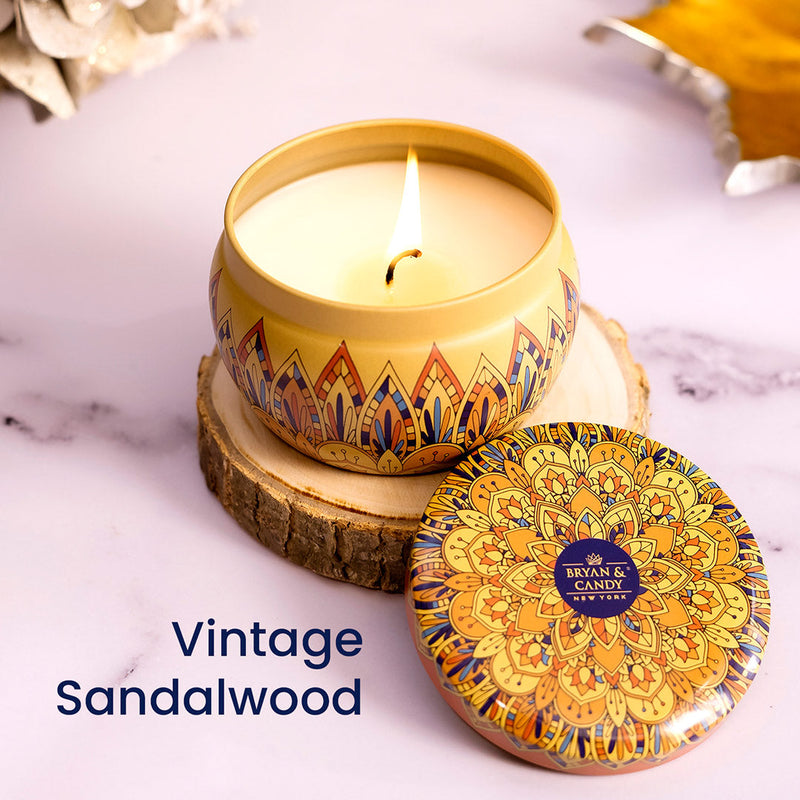 Cherry Blossom,Vintage Sandalwood,Neroli & Honeycomb,Lavender & Chamomile Candle 100 GM (Pack of 4) Bryan & Candy