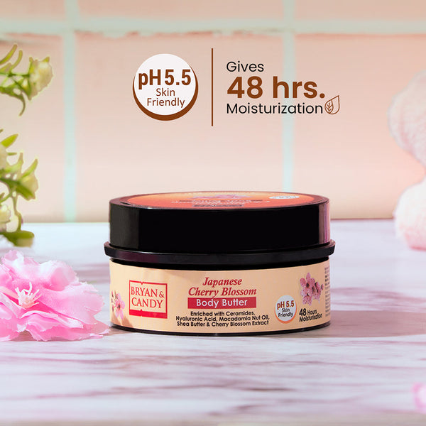 Cherry Blossom Body Butter pH 5.5  Light Weight Moisturizer for Women & Men (100gm) Bryan & Candy