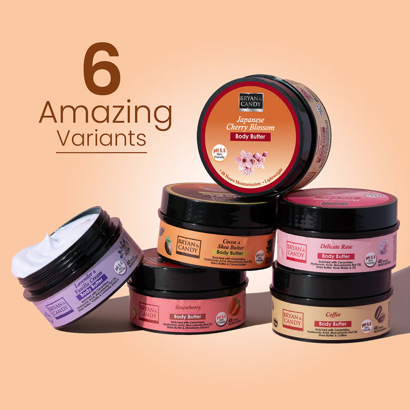 Cherry Blossom Body Butter pH 5.5  Light Weight Moisturizer for Women & Men (100gm) Bryan & Candy