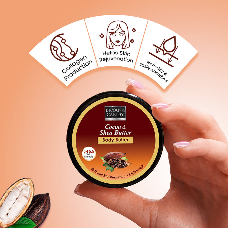 Cocoa Shea Butter pH 5.5 Light Weight  Moisturizer for Women & Men (100gm) Bryan & Candy