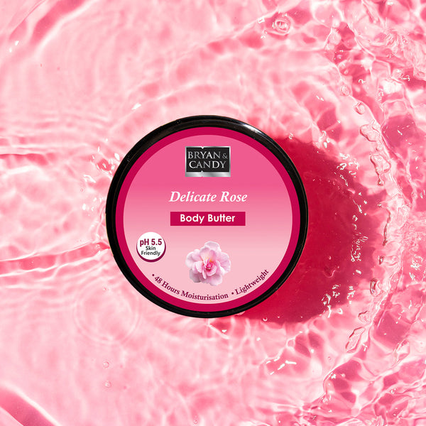 Delicate Rose Body Butter pH 5.5  Light Weight Moisturizer for Women & Men (100gm) Bryan & Candy