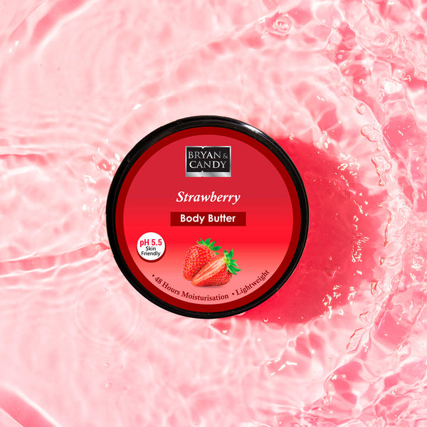 Strawberry Body  Butter pH 5.5  Light Weight Moisturizer for Women & Men (100gm) Bryan & Candy