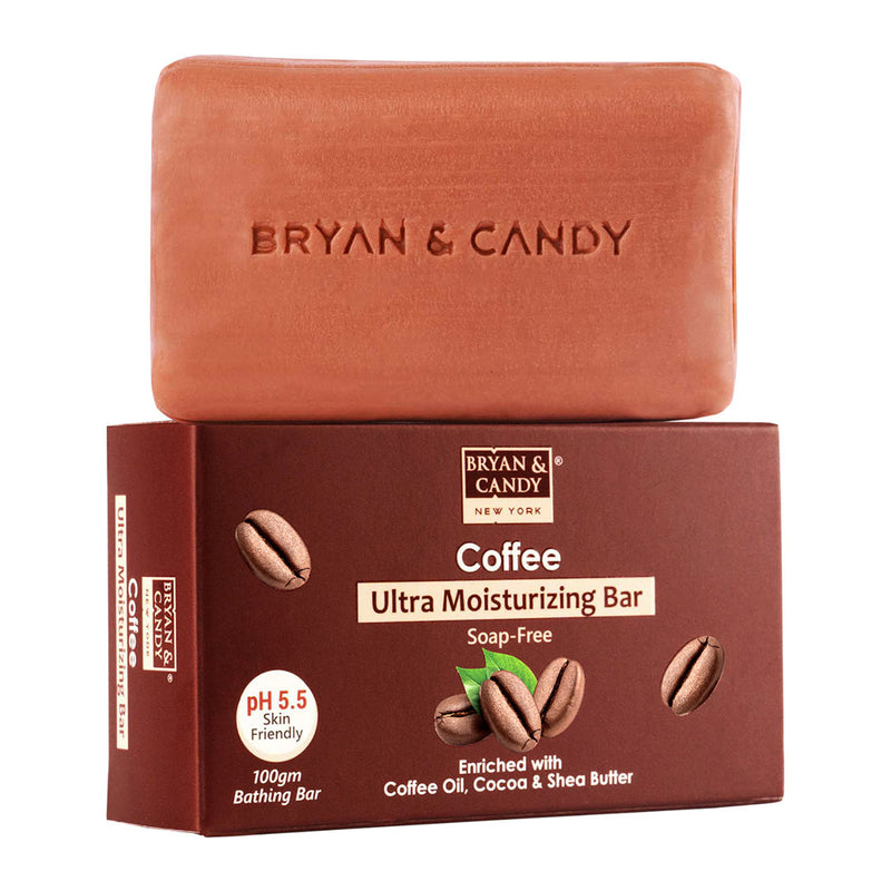 Coffee Ultra Moisturizing Bathing Bar Enriched with Coffee Oil, Cocoa shea Butter , Skin Friendly pH 5.5 (100 gm) Bryan & Candy