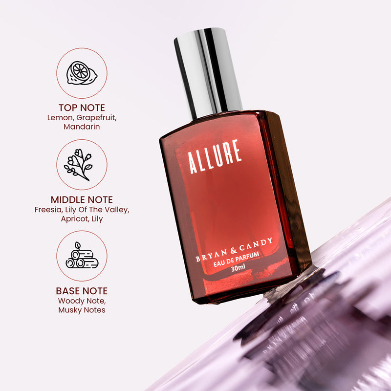 Allure: 30ml Pack of Long-lasting, Fresh & Soothing Perfume (EDP) Fragrance for Men with a winning streak Bryan & Candy