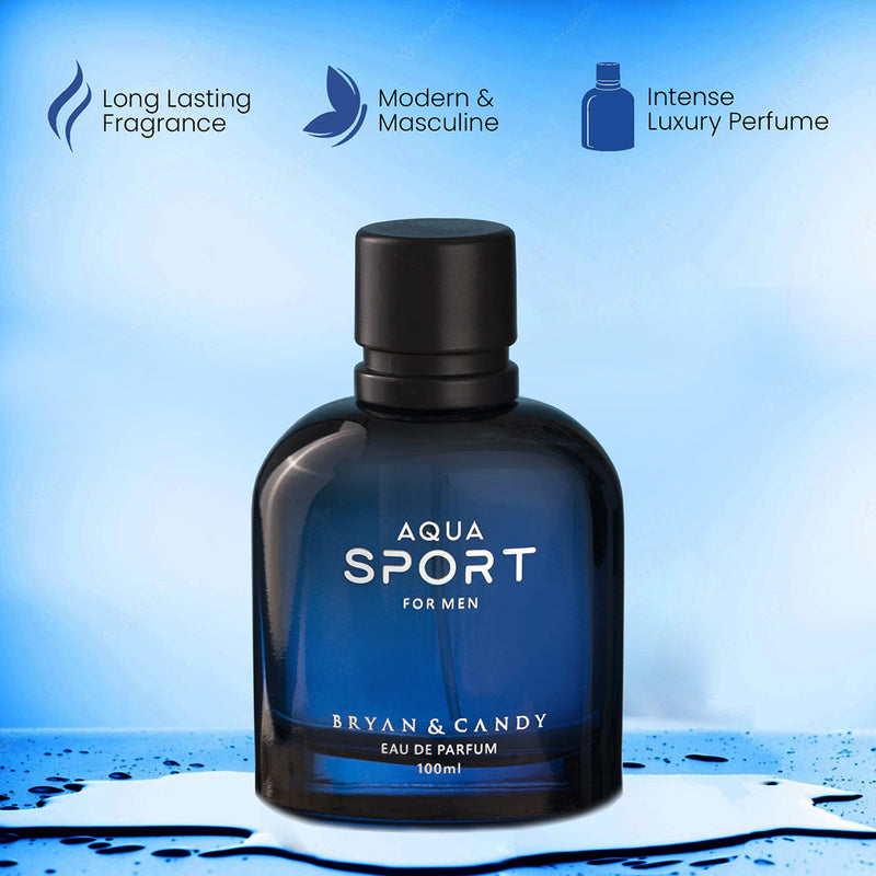 Aqua Sport Perfume (EDP) for Men,100 ml, A Long-Lasting Fragrance with the Freshness and Soothing Scent of Mystical woods/ Zesty Bryan & Candy