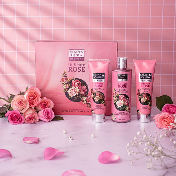 Delicate Rose Kit ,Face Wash, Bath And Shower Gel, Hand And Body Lotion (Pack of 3) Bryan & Candy